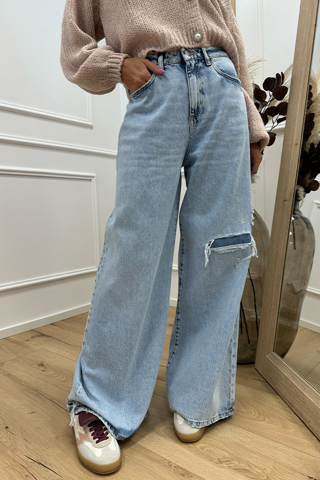 Icon Denim - Jeans Kendall lavaggio chiaro con rotture