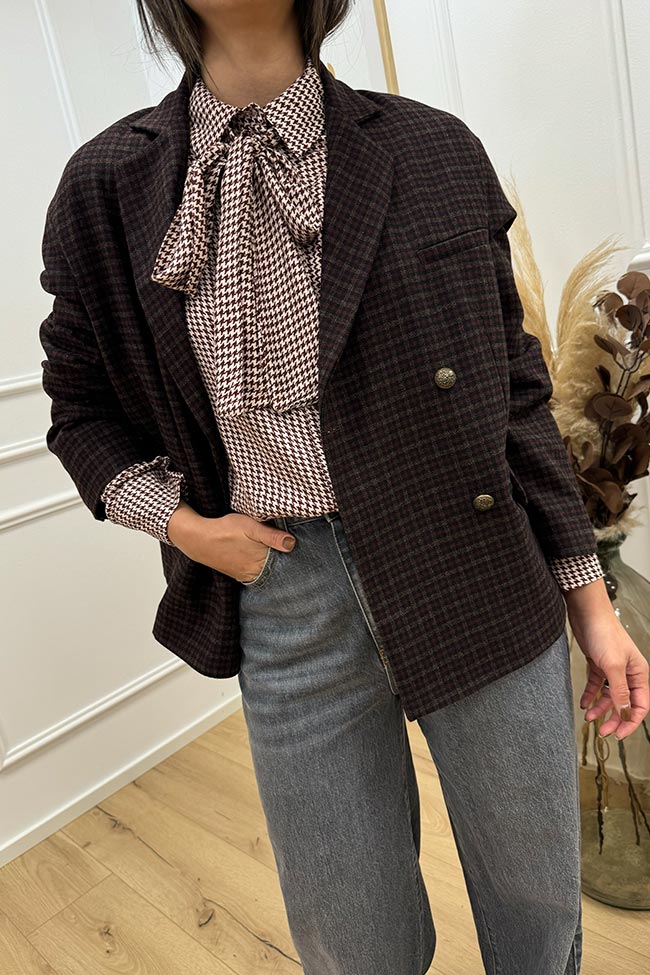 Tensione In - Giacca oversize check bordeaux