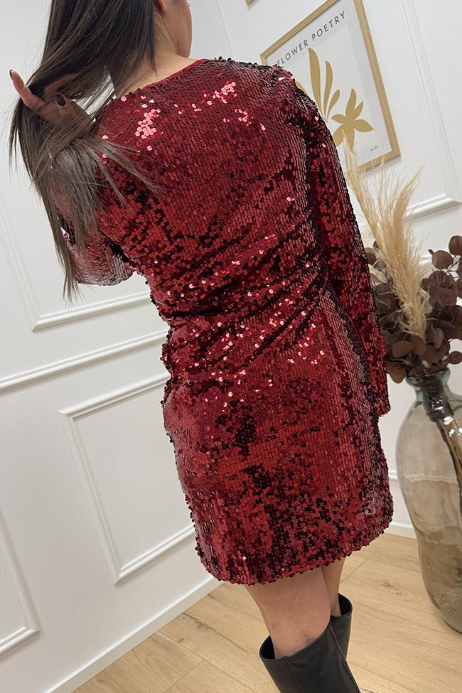 Haveone - Vestito mini in paillettes bordeaux