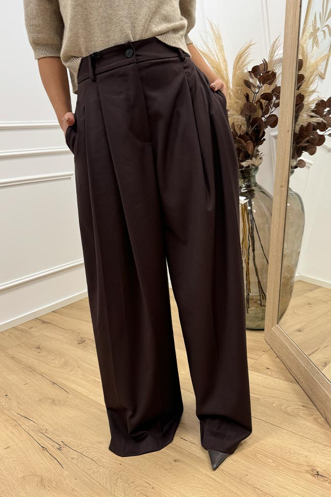 Vicolo - Pantaloni Ginevra moro con doppia pinces