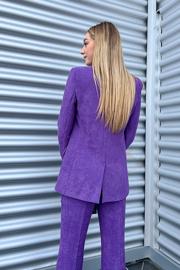 Vicolo - Double-breasted purple jacket in Ottoman velvet