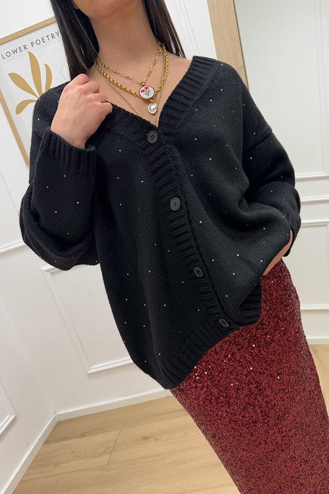 Vicolo - Cardigan over nero con strass