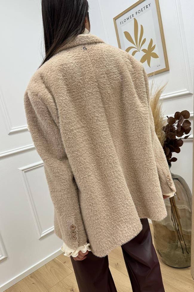 Dixie - Giacca over beige spille teddy