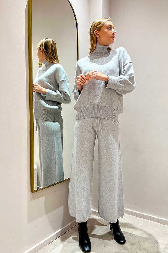 Vicolo - Gray palazzo pants in viscose and angora