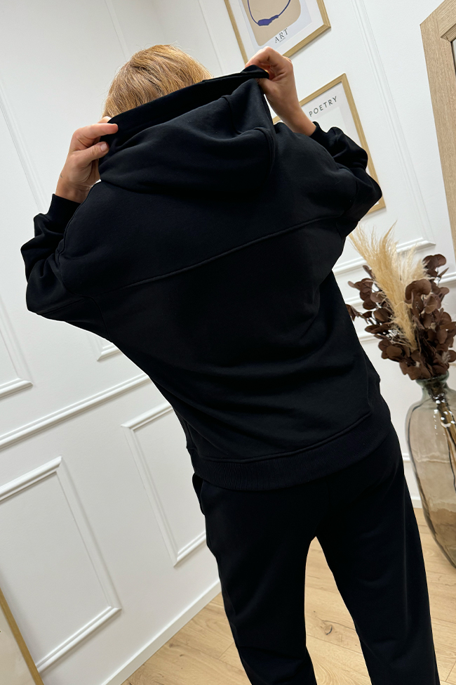 Vicolo - Felpa con cappuccio nera fit oversize