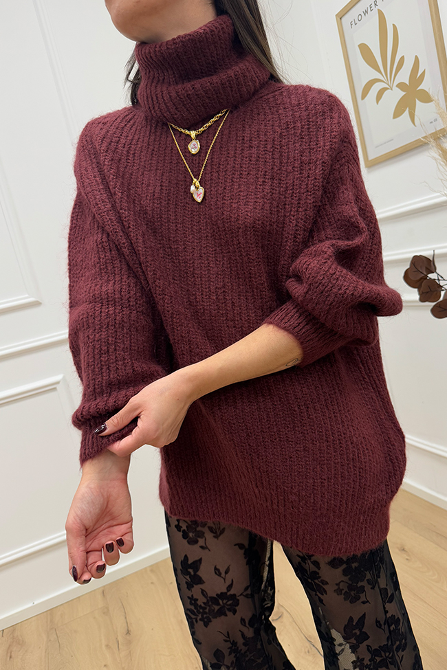 Haveone - Maglione collo a ciambella bordeaux