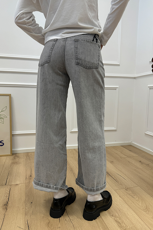 Vicolo - Jeans Madrid grigio a palazzo crop