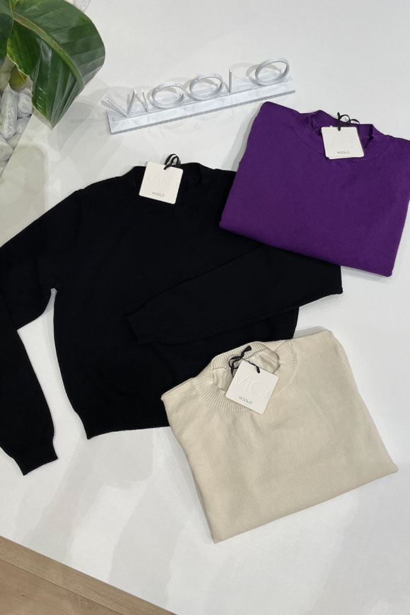 Vicolo - Ecru basic crop sweater