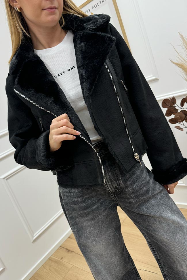 Vicolo - Giacchetto montone shearling nero