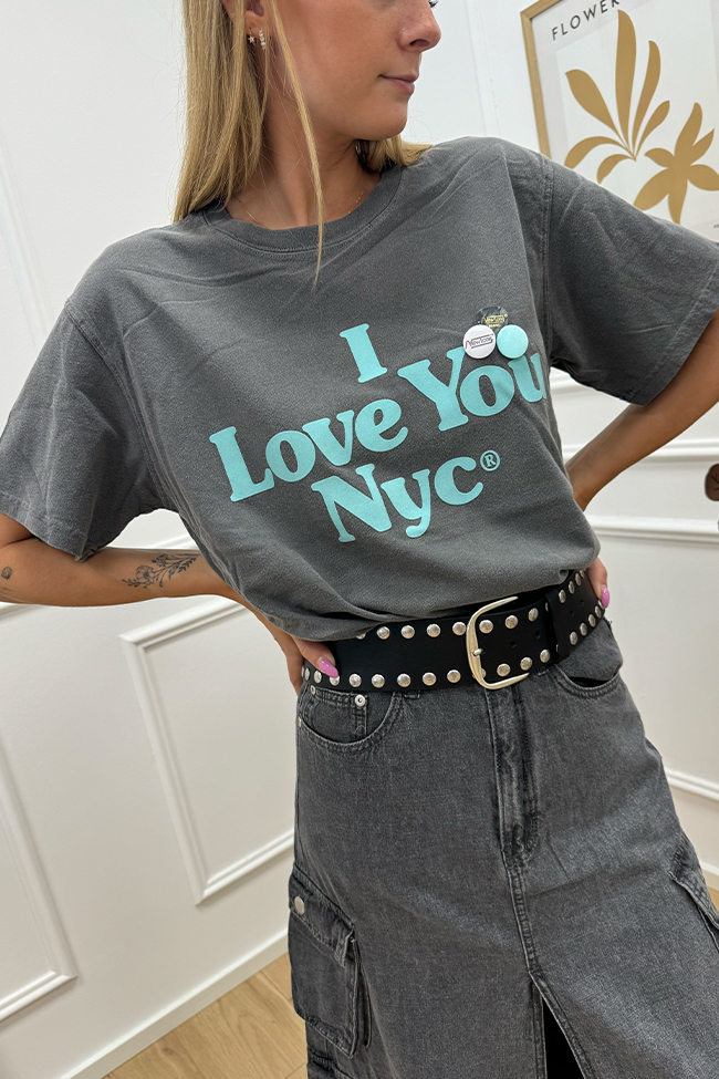 Newtone - T shirt trucker grigia "I love you Nyc"