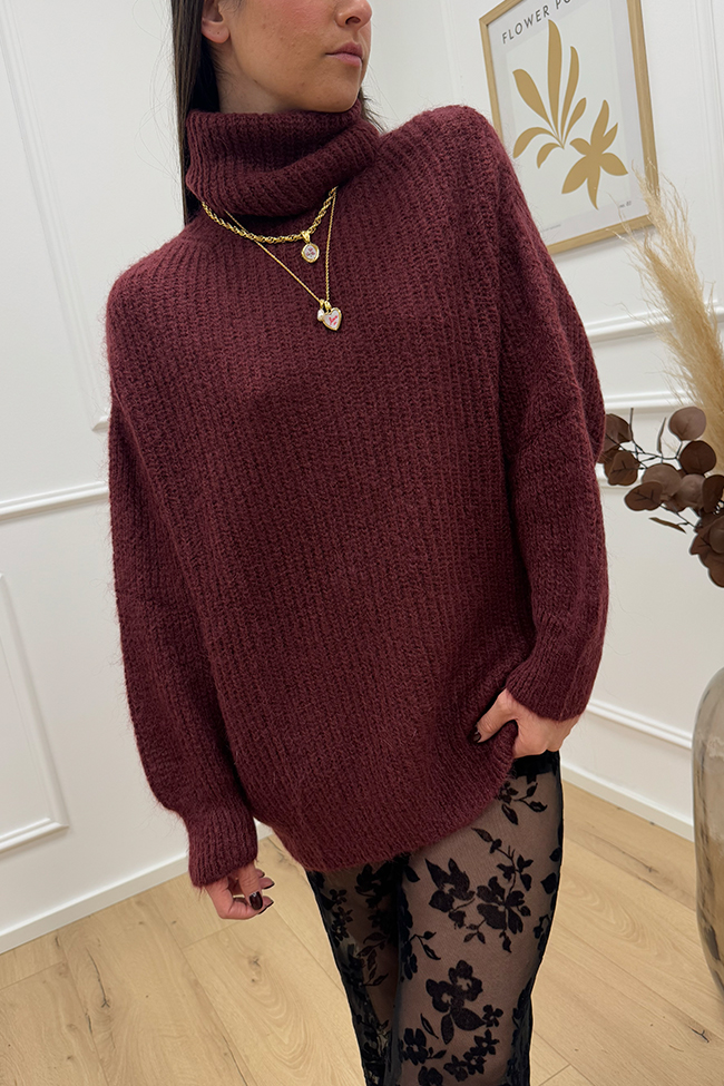 Haveone - Maglione collo a ciambella bordeaux