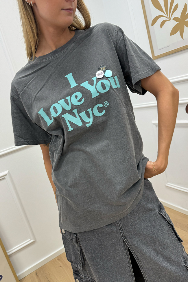 Newtone - T shirt trucker grigia "I love you Nyc"