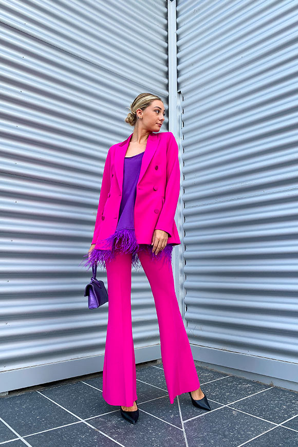 Vicolo - Magenta flared trousers in crepe