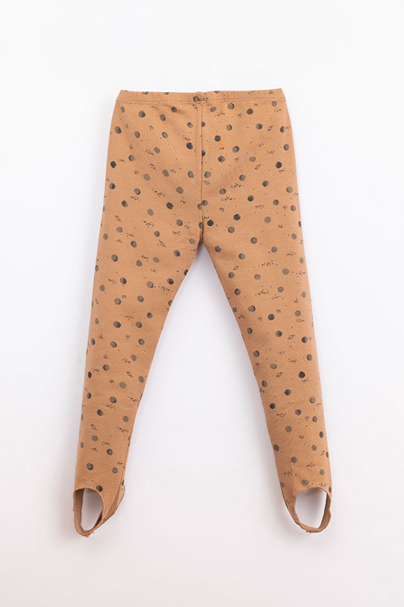 Play Up - Leggins caramello stampa lune con lembo per piede Paper