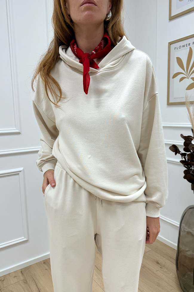 Vicolo - Felpa con cappuccio vaniglia fit oversize