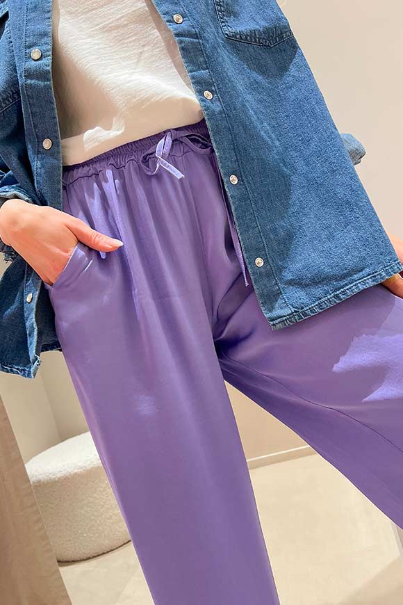 Dixie - Fluid lavender palazzo pants in satin