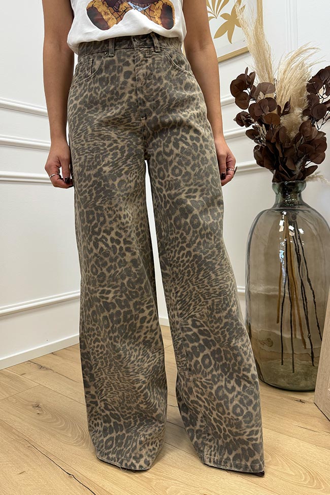 Vicolo - Jeans Megan leopardato a palazzo