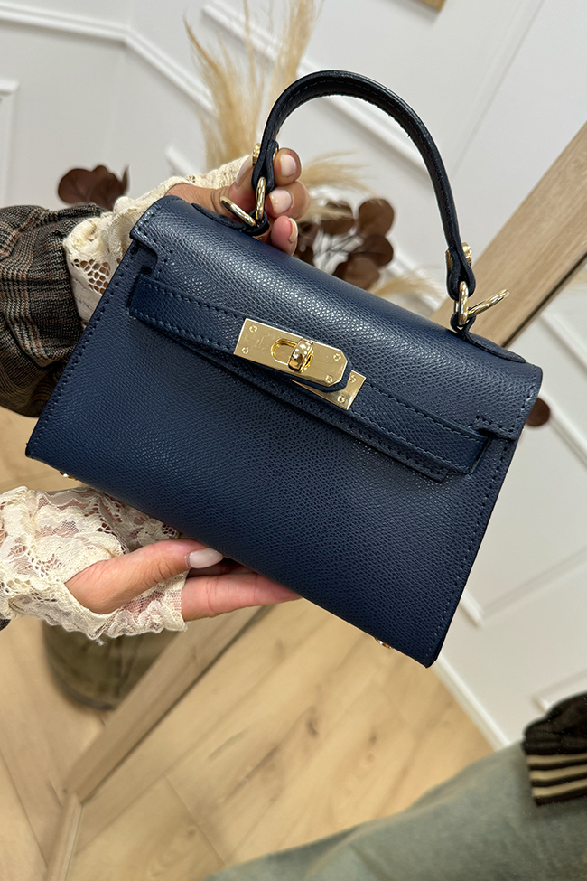 Calibro Shop - Borsa mini Kelly blu in pelle