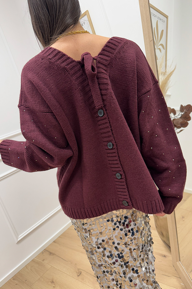 Vicolo - Cardigan over bordeaux con strass