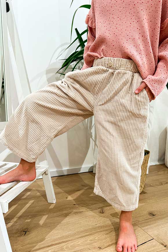 Play Up - Pantaloni beige in bombasina a palazzo