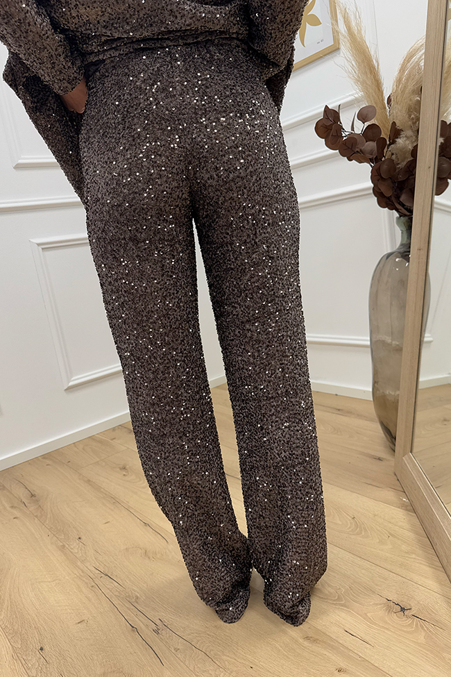 Haveone - Pantaloni in paillettes moro