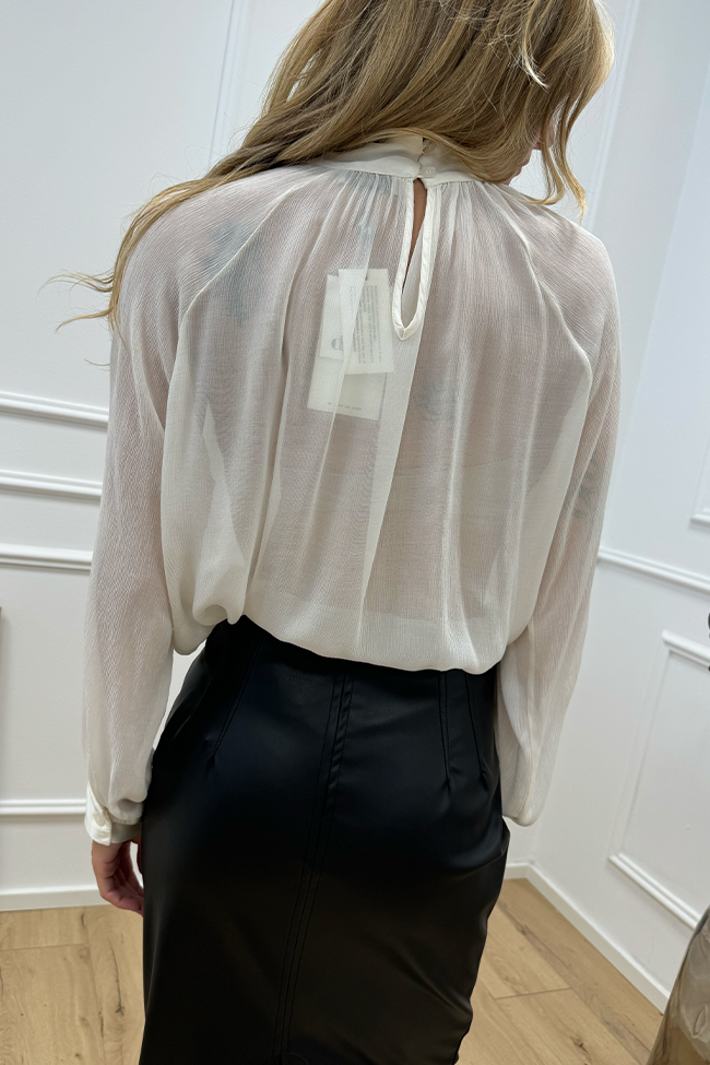 Dixie - Blusa Margot écru in crèpe arricciata