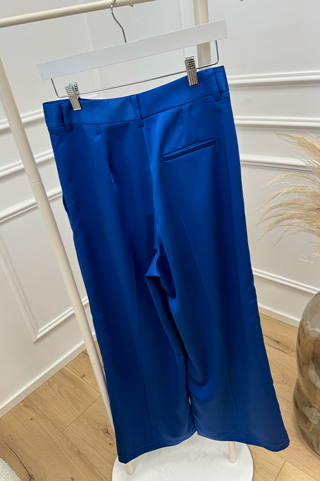 Dixie - Pantaloni palazzo blu in satin