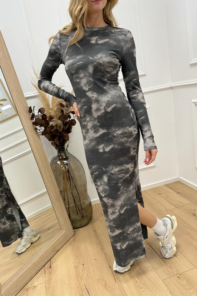 Glamorous - Vestito tie dye grigio a costine