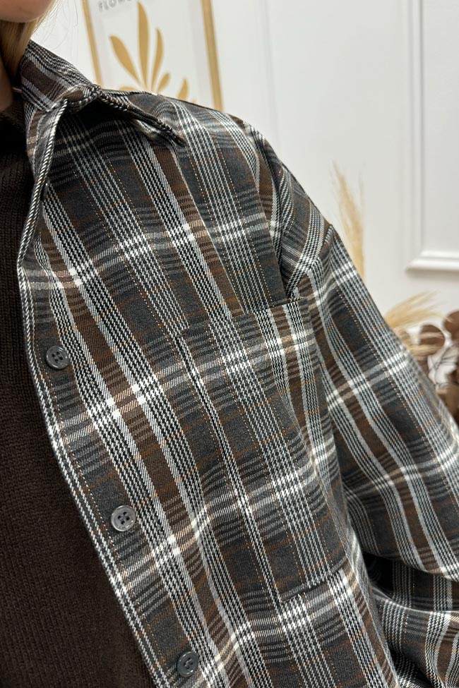 Vicolo - Camicia check moro e grigia filo lurex