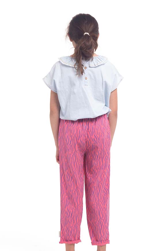 Piupiuchick - Pantaloni fantasia striata rosa, blu