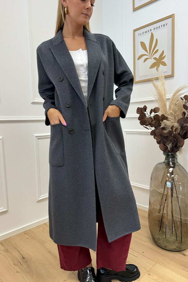 Vicolo - Cappotto handmade grigio antracite doppiopetto a sei bottoni