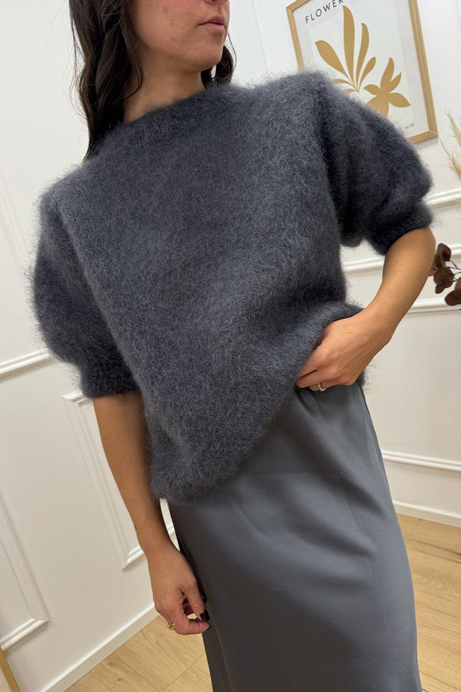 Dixie - Maglia kid mohair grigio antracite