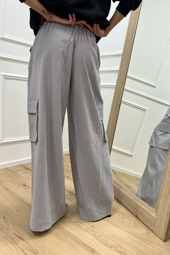 Haveone - Pantaloni cargo grigi con pinces in viscosa