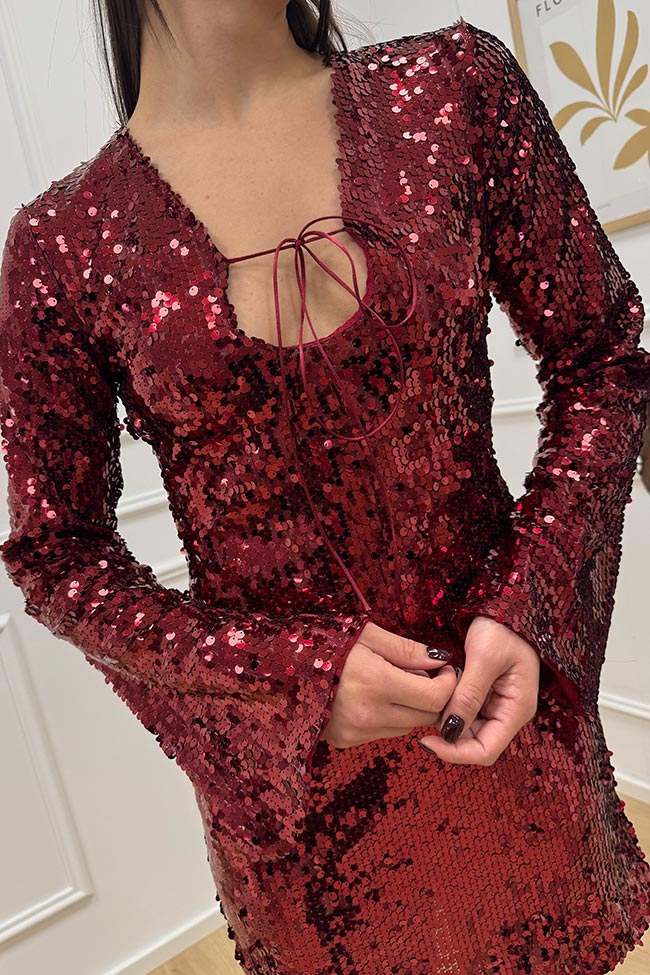 Haveone - Vestito mini in paillettes bordeaux