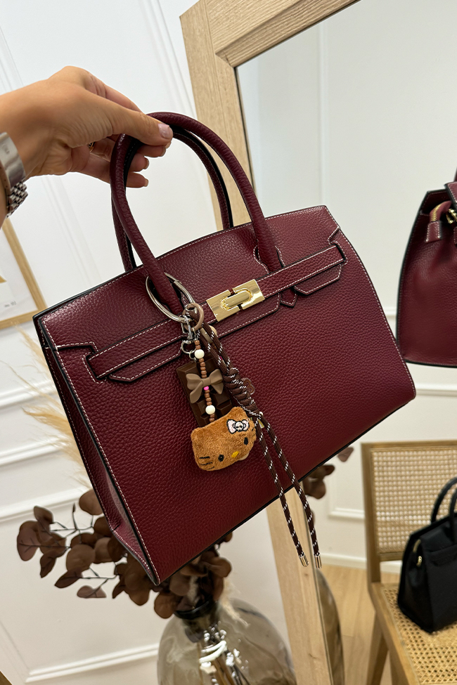 Calibro Shop - Borsa Birkin bordeaux pelle martellata