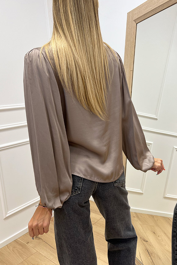 Haveone - Blusa tortora scollo a v in viscosa