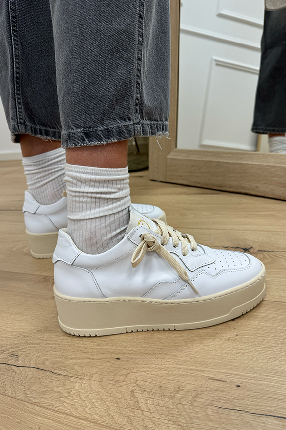 Divine Follie - Sneakers platform bianca in pelle