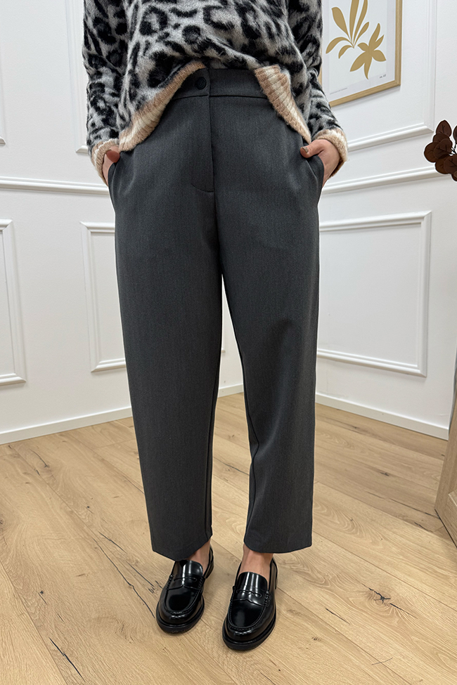 Haveone - Pantaloni carrot fit grigio con elastico