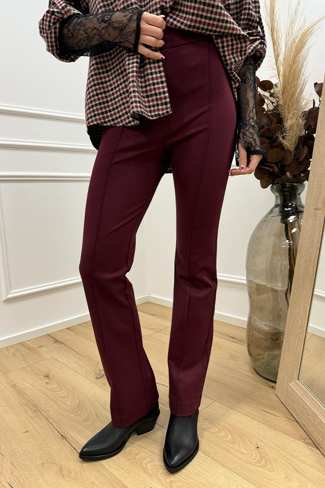 Haveone - Pantaloni bordeaux slim fit in jersey