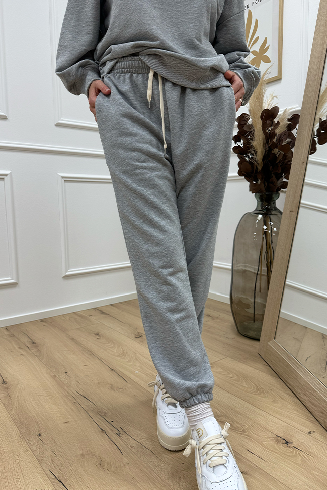 Vicolo - Pantaloni joggers grigio chiaro elastico in vita