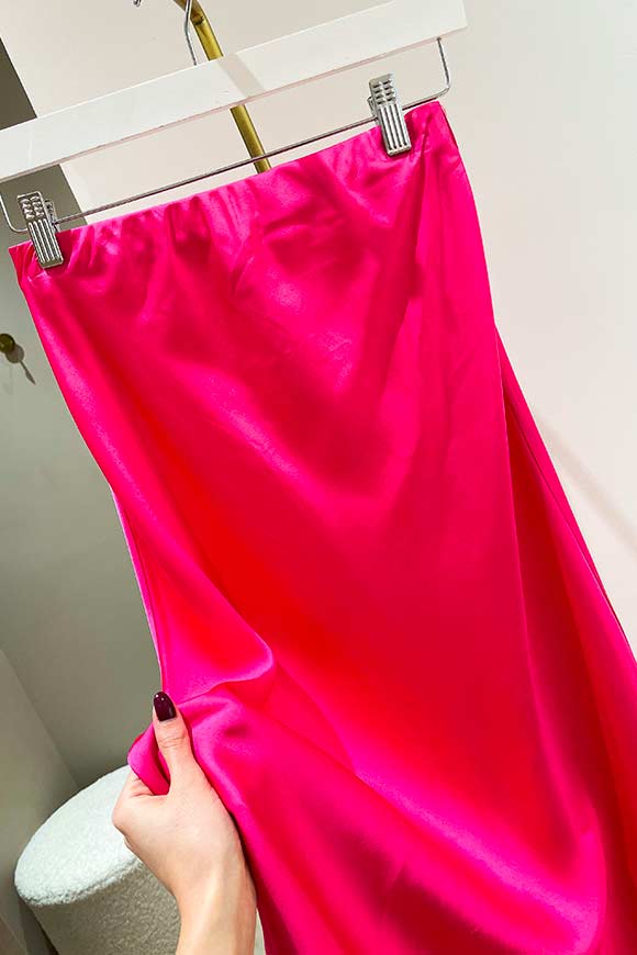 Vicolo - Bubble pink longuette skirt in satin flared at the bottom