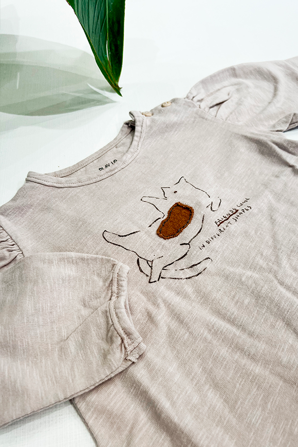 Play Up - T-shirt beige con apertura sulla spalla