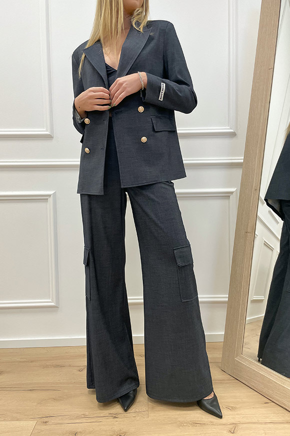 So Allure - Pantaloni in twill blu scuro con tasconi