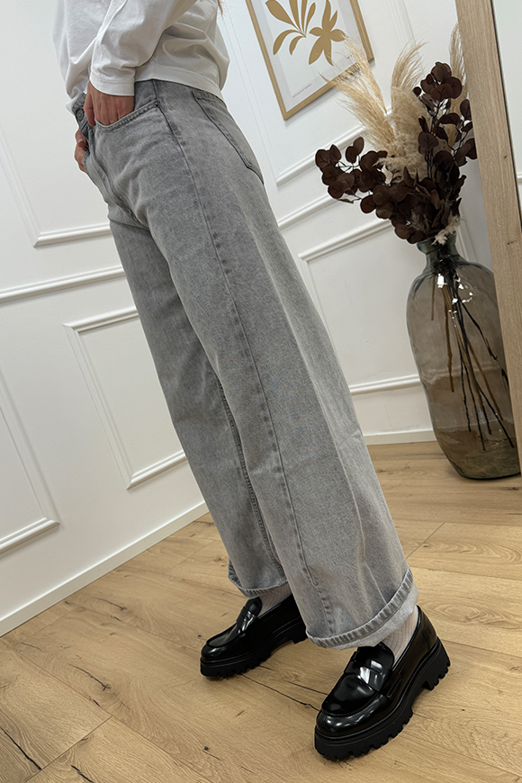 Vicolo - Jeans Madrid grigio a palazzo crop