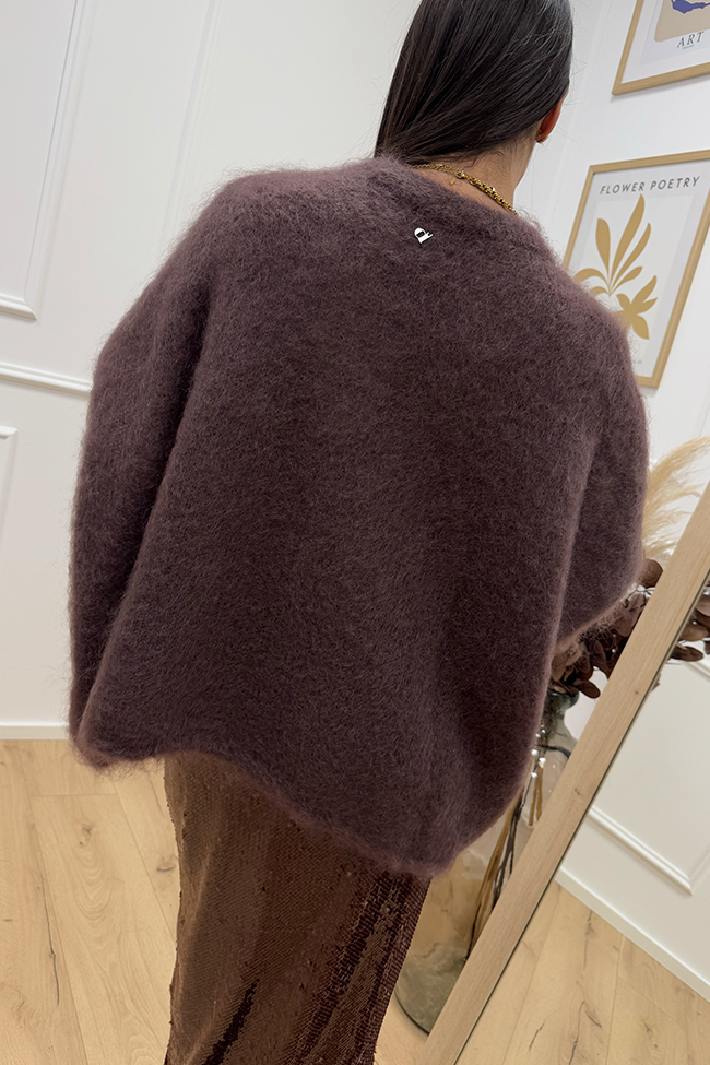 Dixie - Maglia kid mohair mezza manica moro