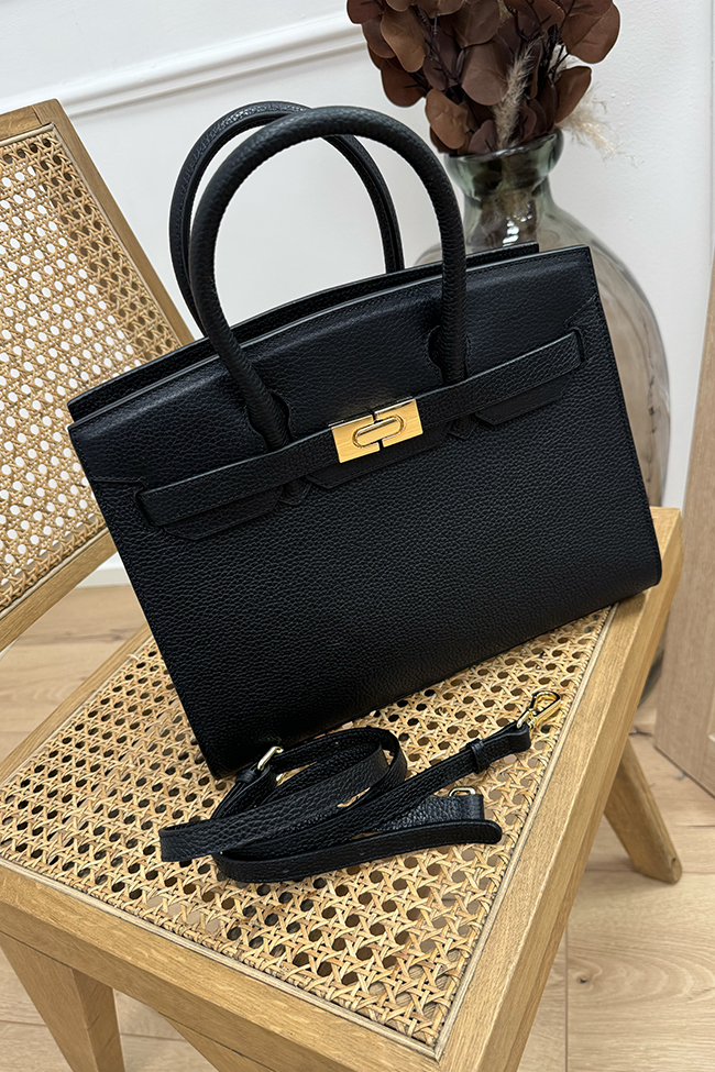 Calibro Shop - Borsa Birkin nera pelle martellata