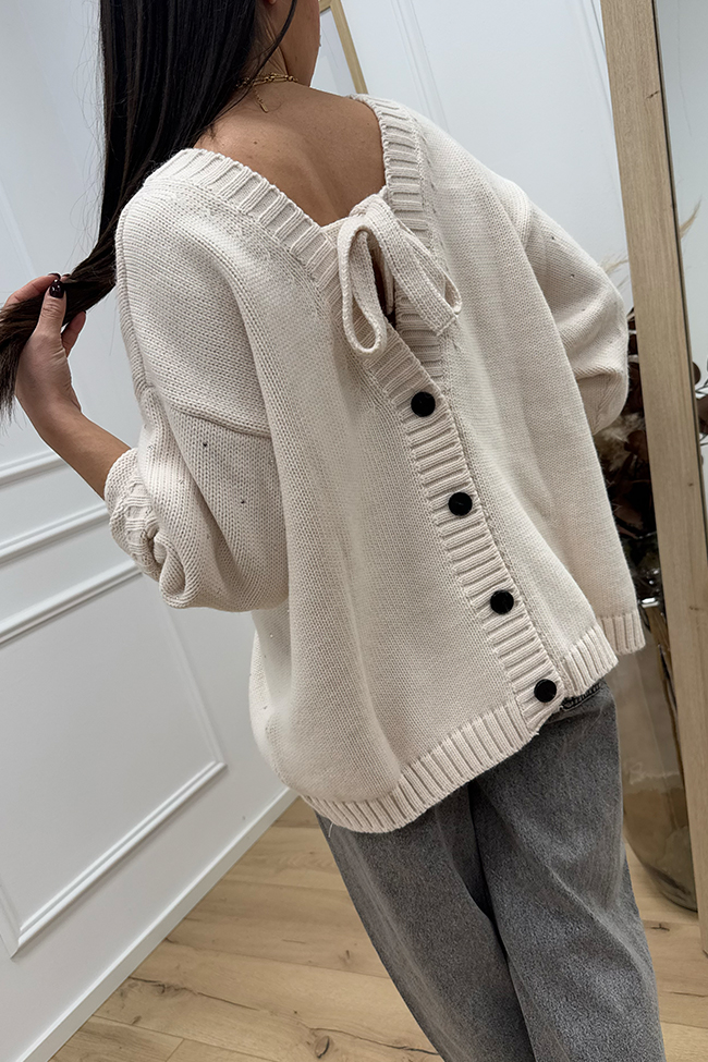 Vicolo - Cardigan over panna con strass