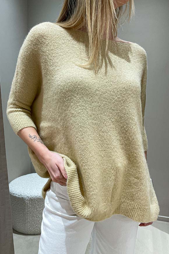 Haveone - Maglia beige manica scesa in mohair