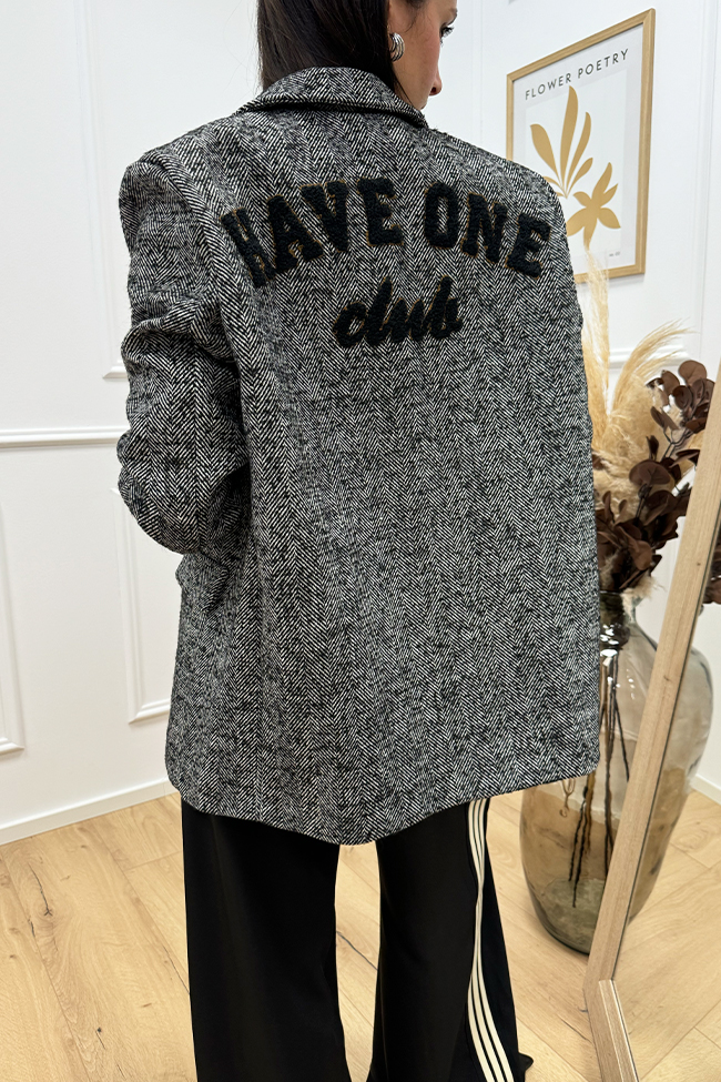 Haveone - Giacca grigia mélange patch logo teddy sul retro