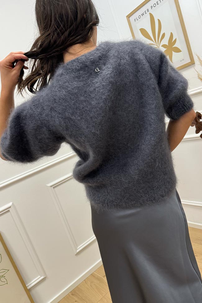 Dixie - Maglia kid mohair grigio antracite